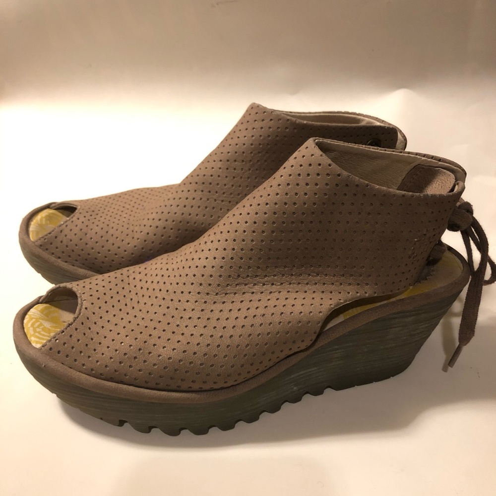 Fly London Back Lace Wedge Sandal